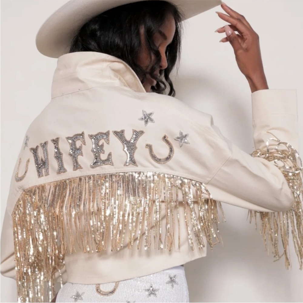Wifey Jacket with Gold Fringe